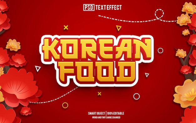 koreanische Lebensmittel-Text-Effekt Schriftart bearbeitbare Typografie 3D-Text