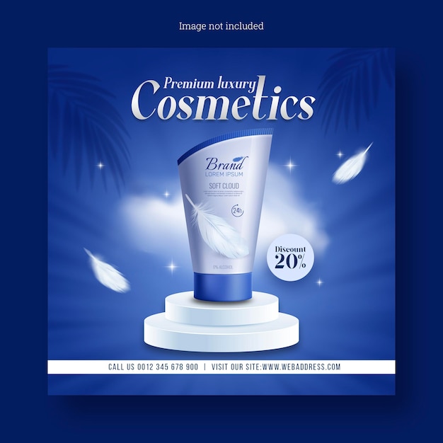 Kosmetik-Schönheitsprodukte für Make-up-Verkaufsbanner für Social Media und Instagram-Post