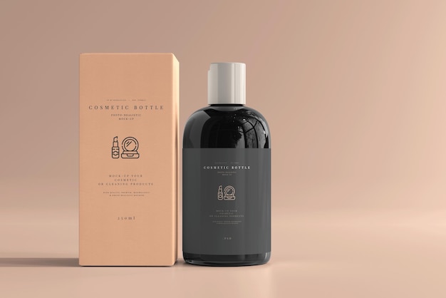 Kosmetikflasche mit Box Mockup
