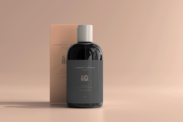 Kosmetikflasche mit Box Mockup