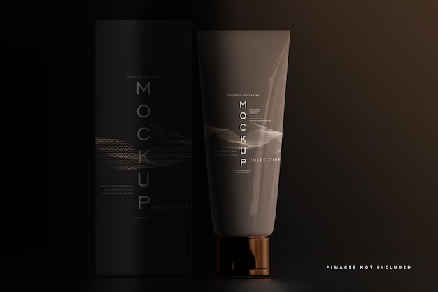 Kosmetische creme tube und box mockup