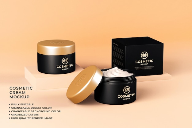 Kosmetische Cremebehälter Mockup 3D Render editierbare Farbe