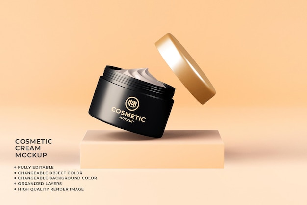 Kosmetische Cremebehälter Mockup Bearbeitbare Farbe 3D-Rendering
