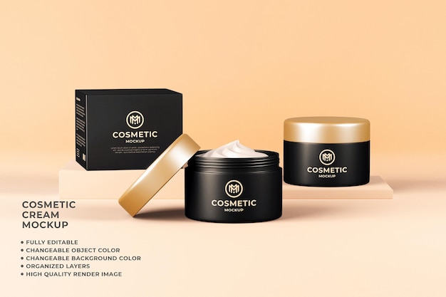 Kosmetische Cremebehälter Mockup veränderbare Farbe 3D-Rendering