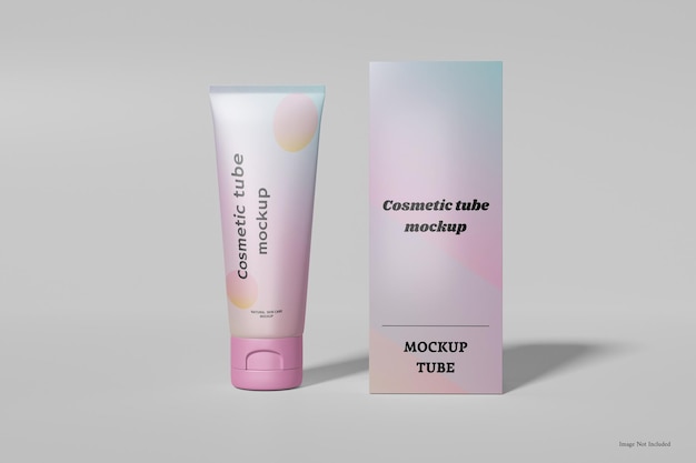 Kosmetische Cremetube mit Box Mockup