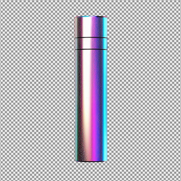 PSD kosmetische lange flasche in regenbogenfarbenflasche isoliert auf weißem hintergrund