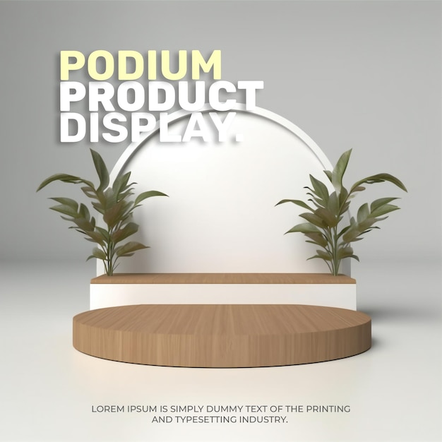 Kosmetisches Display-Produkt, natürliches Podium, Holz-Podiumsszene für die Produktpräsentation, 3D-Rendering