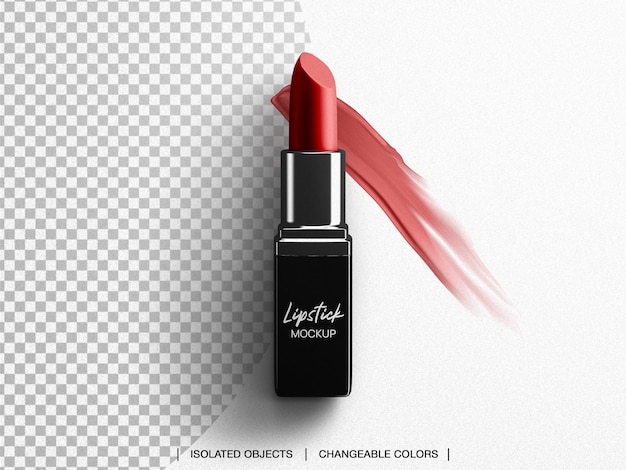 Kosmetisches Lippenstift-Make-up-Verpackungsmodell mit Abstrich isoliert