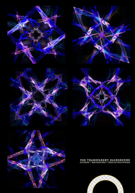 Kosmischer hintergrund mit farbenfrohen laserlichtern auf transparentem hintergrund