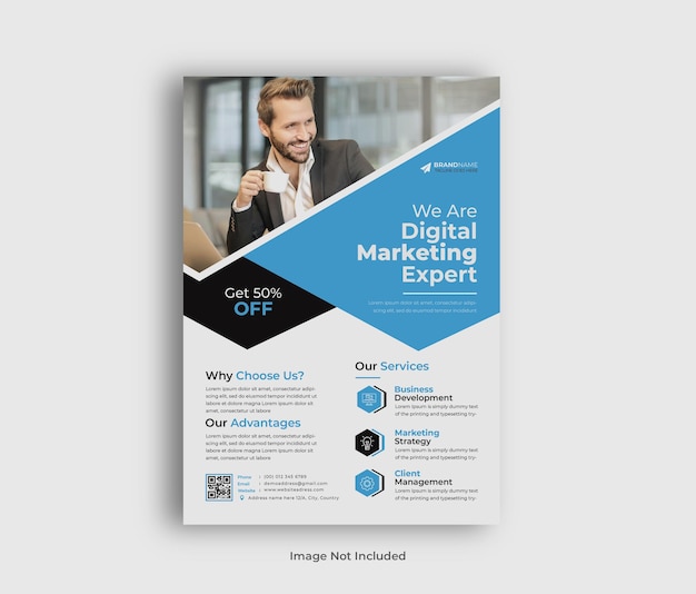 Kostenlose Flyer-Vorlage für eine moderne Agentur für digitales Marketing im PSD-Format