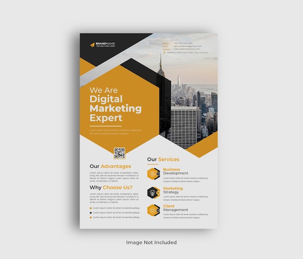 Kostenlose Flyer-Vorlage für eine moderne Agentur für digitales Marketing im PSD-Format