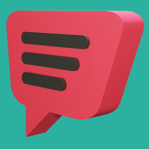 Kostenlose psd 3d-rendering-bubble-chat mit roter farbkastenform und 3 leerzeichen