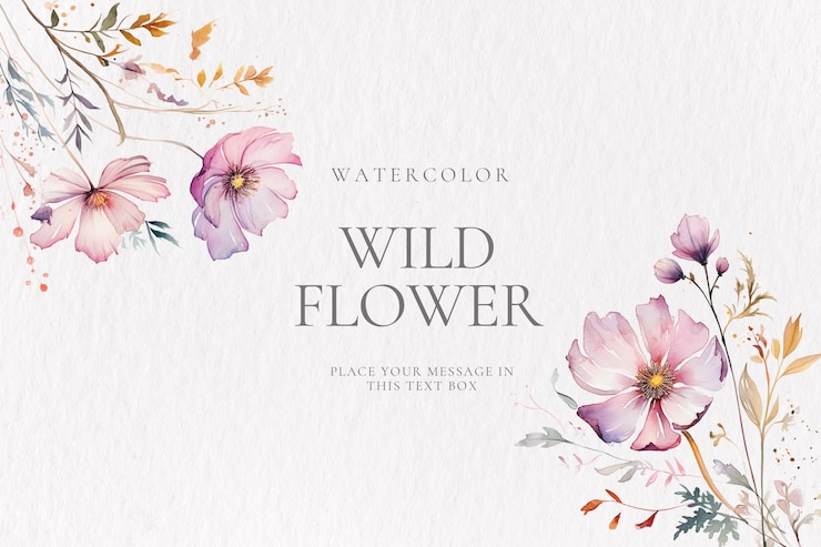 PSD kostenlose psd-aquarell-hochzeitskarte mit zarten blumenarrangements