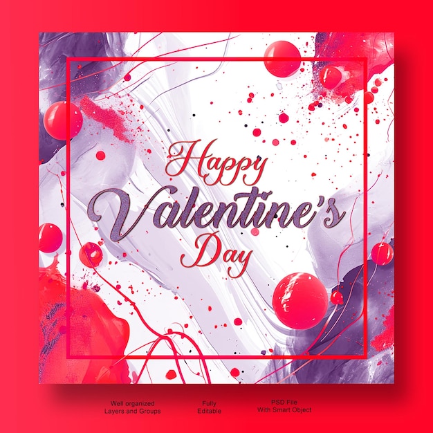 Kostenlose psd happy valentine's day social-media-post oder instagram-vorlage