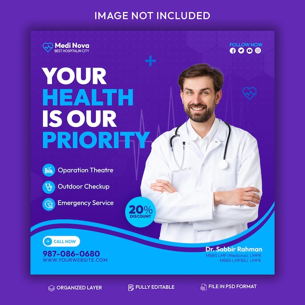 Kostenlose PSD-Medizinische Gesundheit Social Media und Instagram-Post-Banner