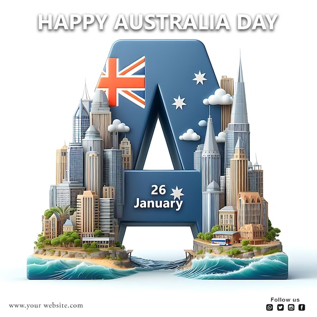 PSD kostenlose psd-posterdesign für soziale medien zum happy australia day