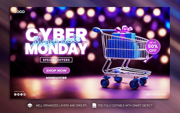 PSD kostenlose psd-psd cyber monday poster und flyer promo social media tamplates banner