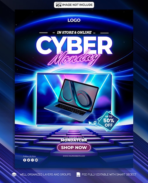 Kostenlose psd-psd cyber monday poster und flyer promo social media tamplates banner