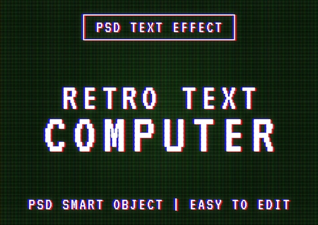 PSD kostenlose psd retro-computertexteffekt, vintage-bildschirmtexteffekt