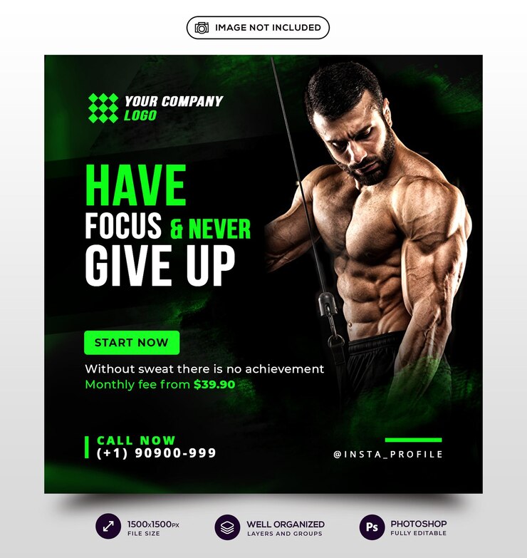 Kostenlose PSD-Vorlage für Fitness- und Fitness-Social-Media-Banner