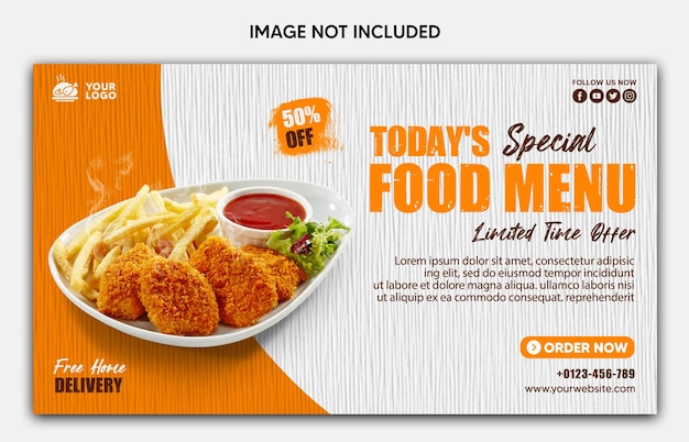 Kostenlose PSD-Vorlage für Speisekarten und Restaurantbanner