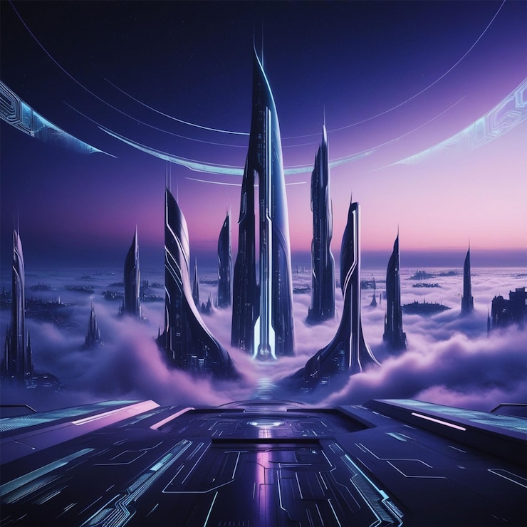 PSD kostenloses foto moderner futuristischer science-fiction-hintergrund