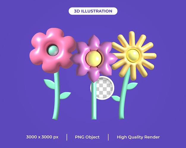Kostenloses PSD-Blumen-3D-Rendering