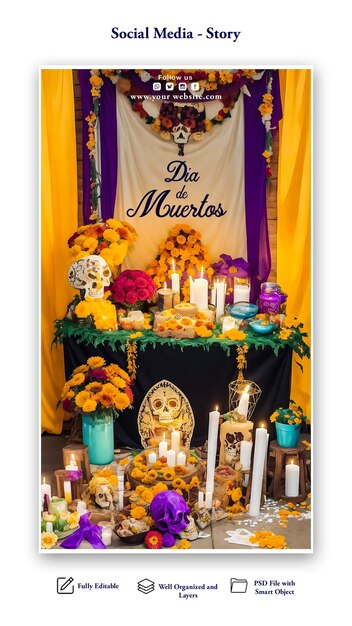 Kostenloses psd dia de muertos social-media-story-design