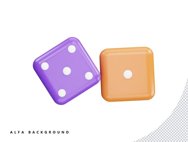 Kostky s 3D vektorovou ikonou v kresleném minimalistickém stylu
