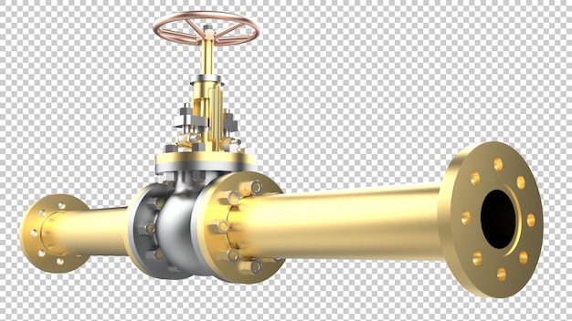 Kovová trubka izolovaná na průhledném pozadí 3D vykreslovací ilustrace