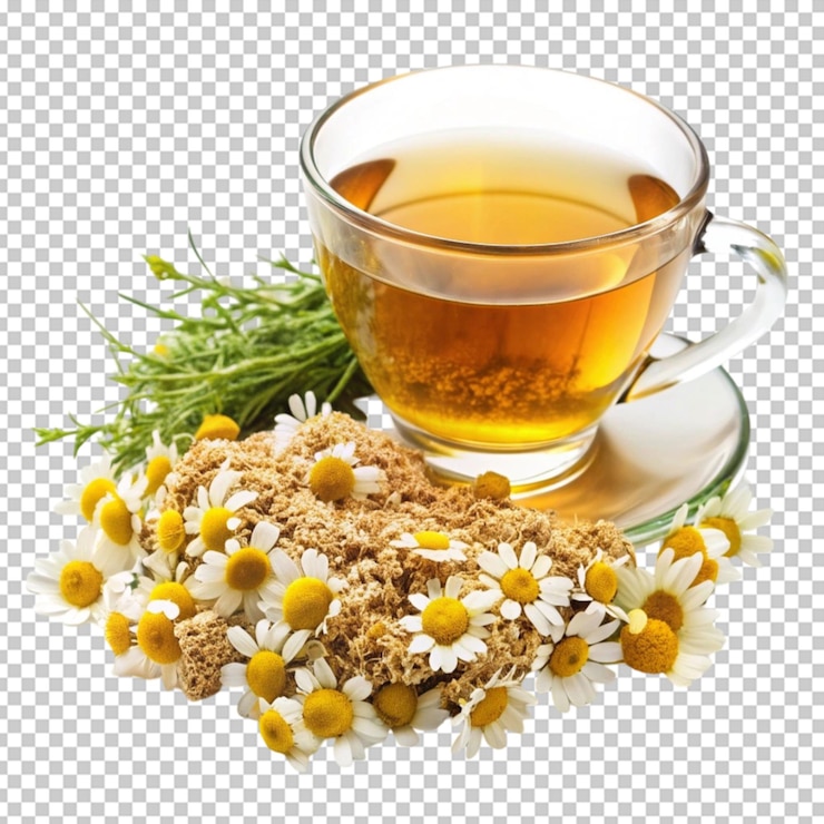 PSD kräutertee auf durchsichtigem hintergrund