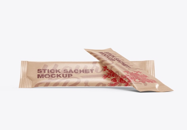 PSD kraft stick sachet mockup