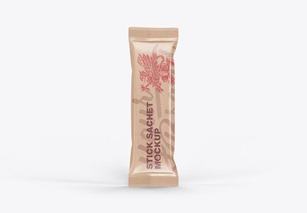 PSD kraft stick sachet mockup