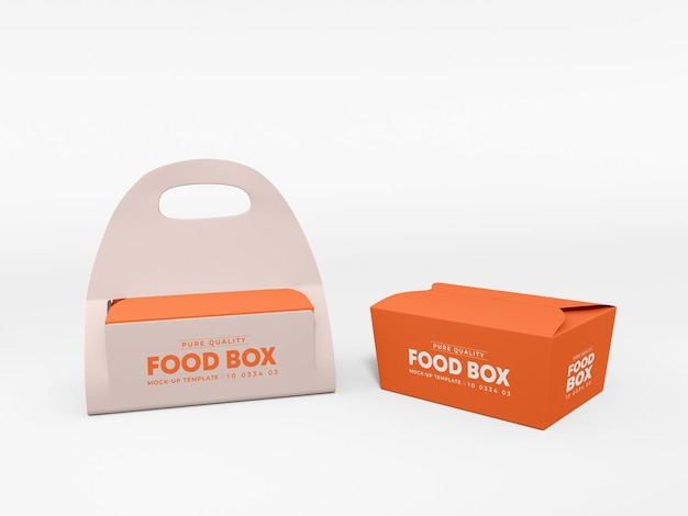 Kraftpapier food delivery box und holder packaging mockup