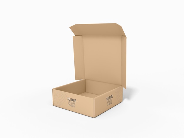 Kraftpapier Square Box Verpackung Mockup