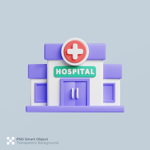 PSD krankenhaus-symbol 3d-rendering, isolierte premium-psd