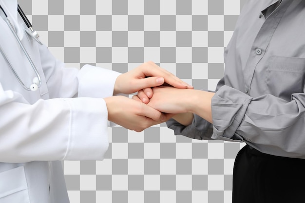 Krankenschwester und Patient teilen einen fürsorglichen, besonderen Moment, isoliert auf weißem PNG
