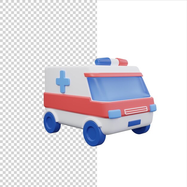 Krankenwagen-einsatzfahrzeug 3d-rendersymbol isoliert auf weißem hintergrund.
