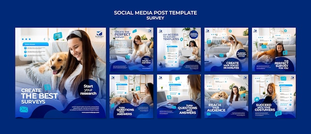 Kreative blaue Umfrage-IG-Posts