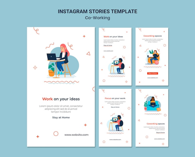 PSD kreative coworking-social-media-geschichten