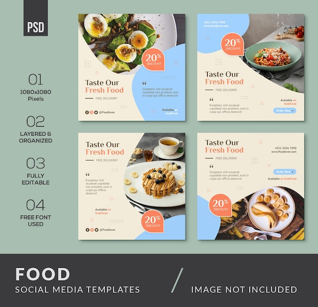 PSD kreative designvorlagen für lebensmittel in sozialen medien