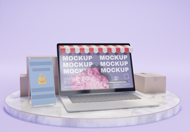 Kreative Geschäftsvereinbarung mit Laptop-Modell