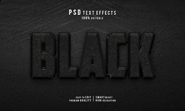 Kreative schwarze 3D-Texteffekt-Layer-Mockup-Vorlage