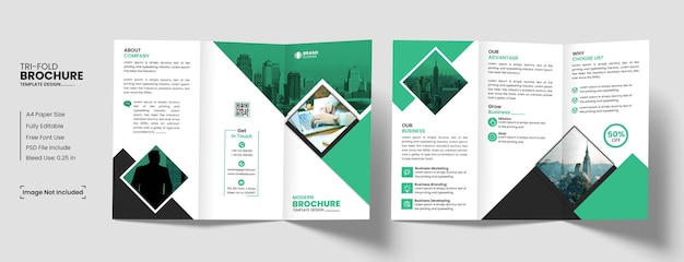 PSD kreative trifold broschüre design-vorlage mit trndy welle stil