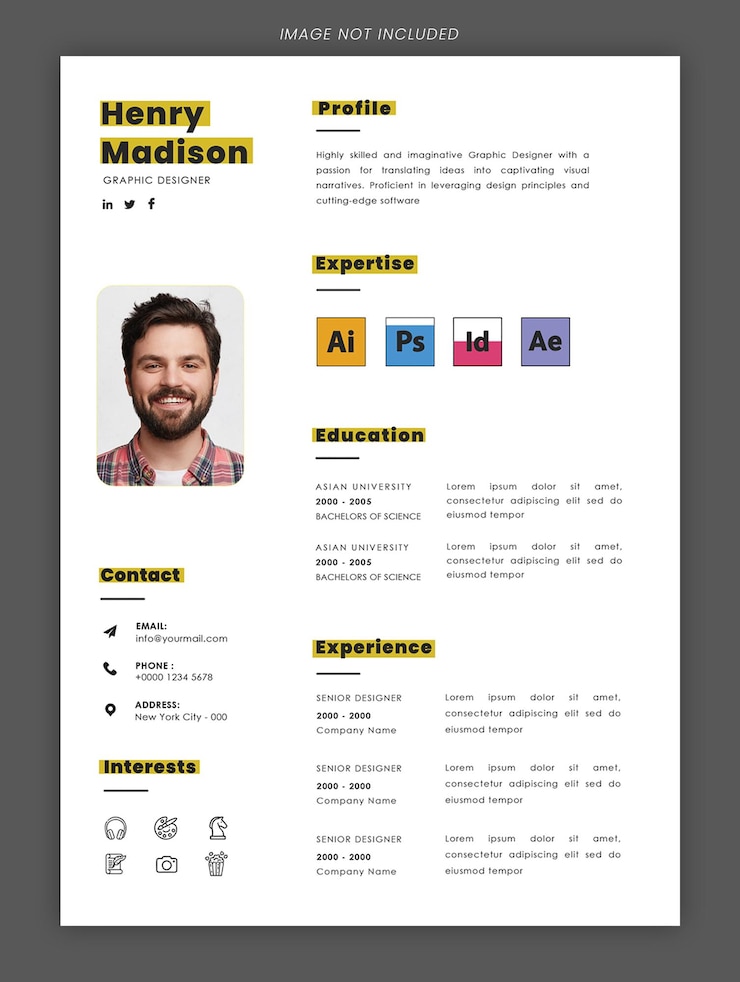 PSD kreativer moderner grafikdesigner lebenslauf oder lebenslauf vorlage psd