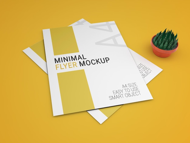 Kreatives a4-format minimal flyer psd mockup