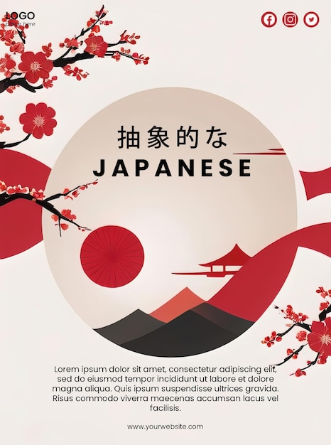 PSD kreatives abstraktes poster mit japanischem design