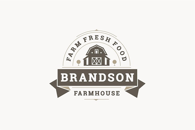 Kreatives Bauernhaus Dorf Haus Landwirtschaft Lokale Landwirtschaftsmarkt Produktion Logo Design Vorlage