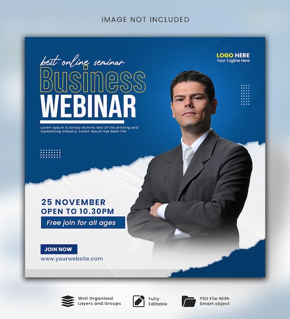 Kreatives Design von Vorlagen für Business-Social-Media-Live-Webinar-Posts