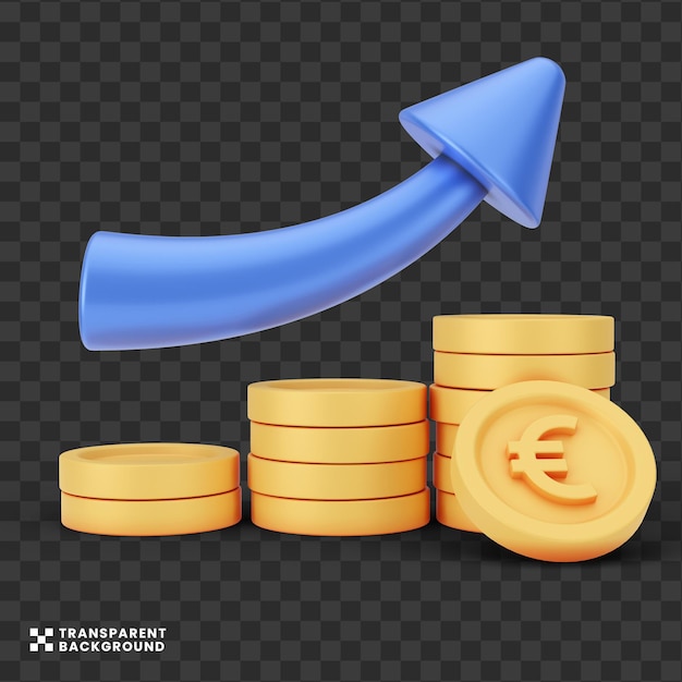 kreatives Konzept Euro Money Growth Coin Stack 3D-Illustration und Szenengenerator